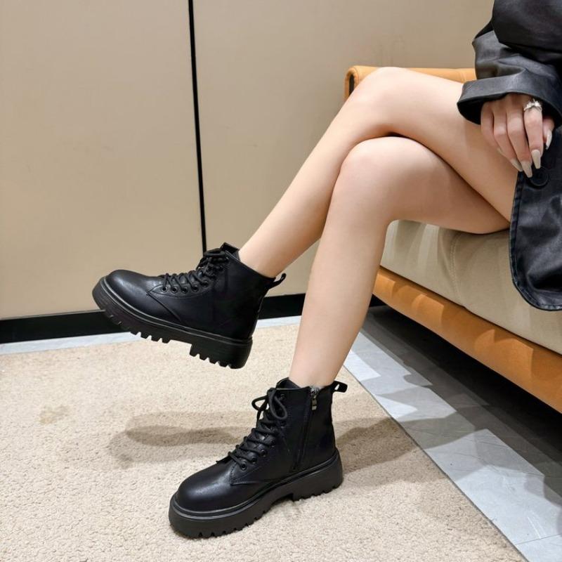 

Женская обувь больших размеров, Новые боковые молнии, Ретро ботильоны на толстой подошве 43 чёрный