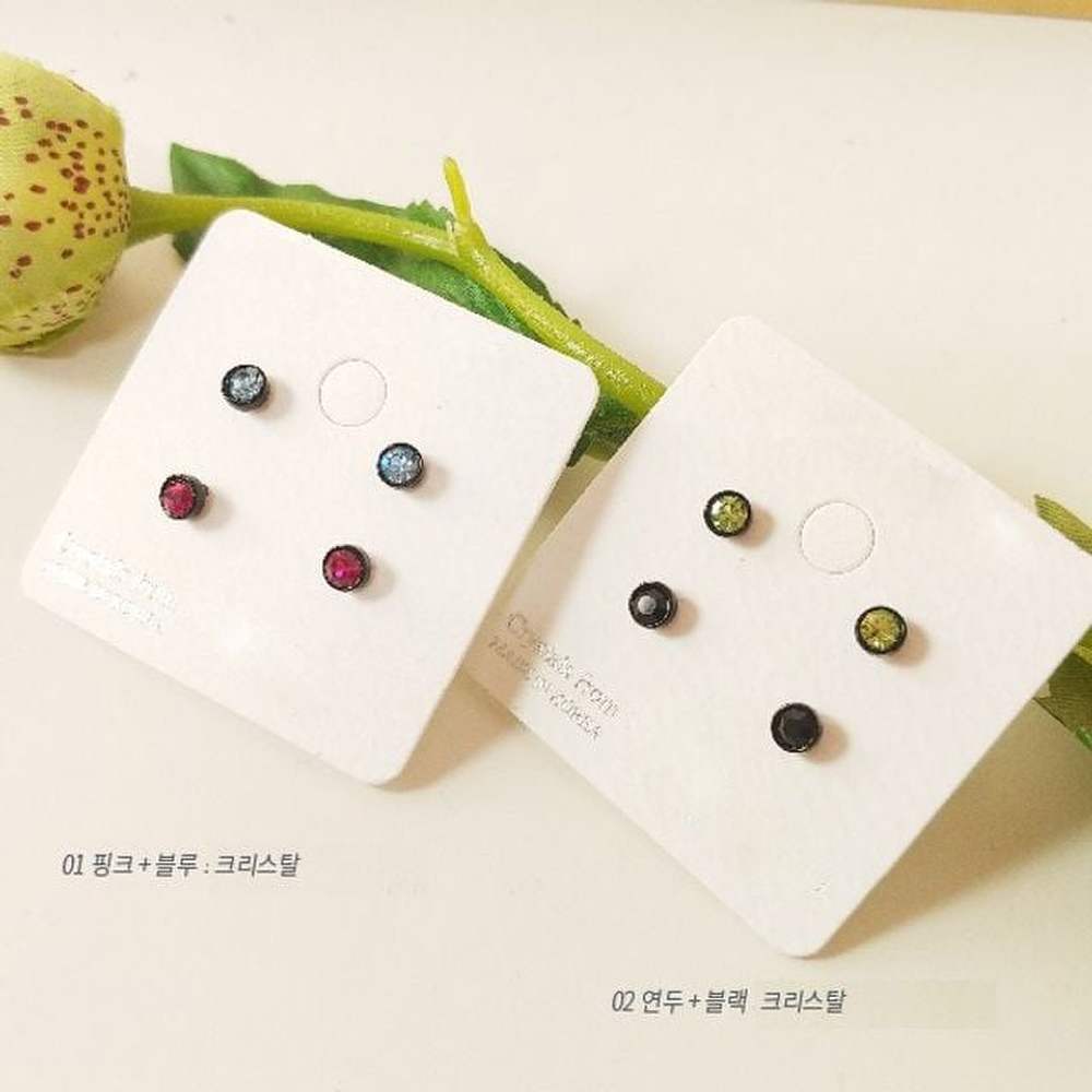 E428 2-color set Austrian crystal 4mm earrings
