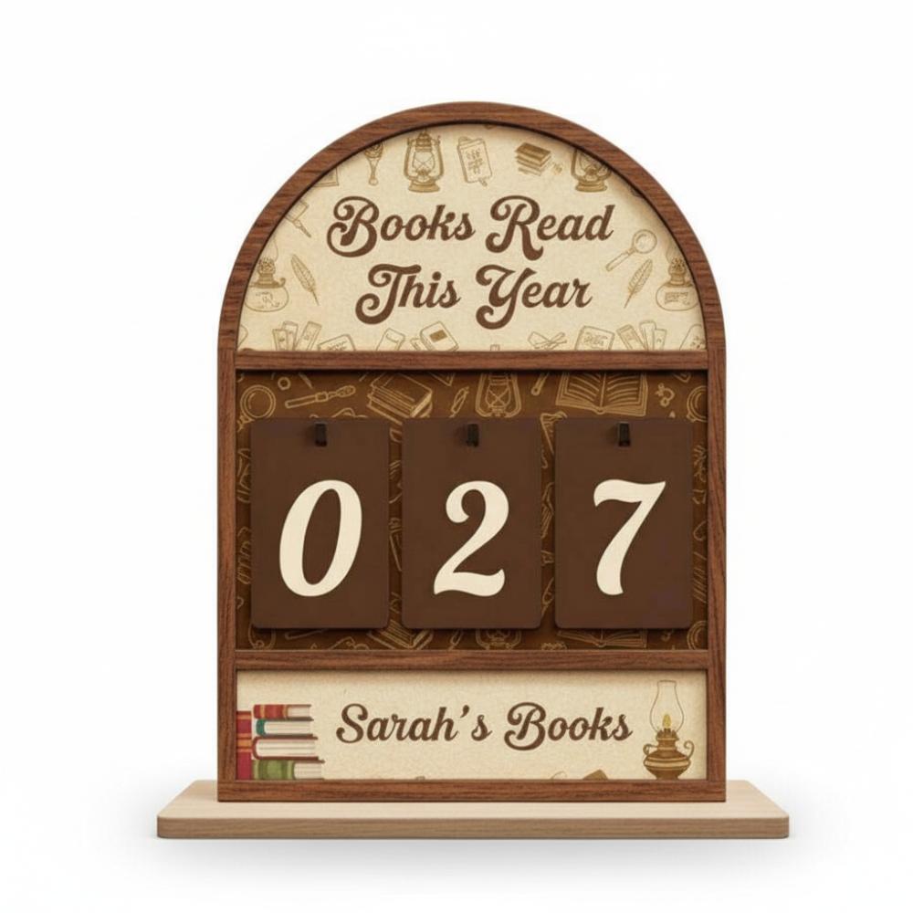 Wooden Books Read Tracker Standing Portable Reading Tracker Signage Books Read This Year Craftwork Reading Challenge Tracker