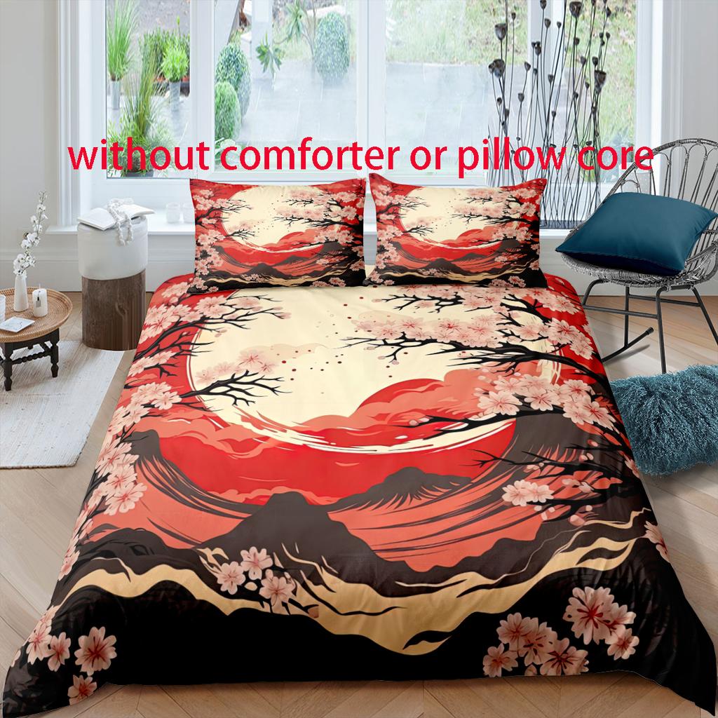 Set pilote cu imprimare digitală în stil peisaj personalizat - Poliester - Decor dormitor -1 cuvertură de pat +2 fețe de pernă (fără miez de pernă)