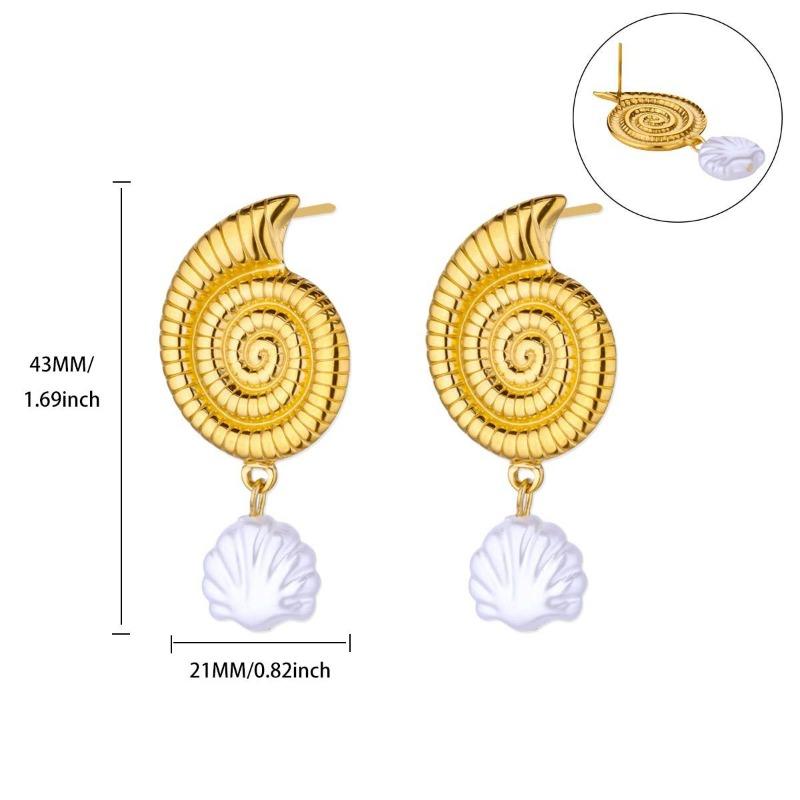 Fashion Niche Starfish Shell Design Exquisite Pearl Stainless Steel Earrings Light Luxury Versatile Seaside Jewelry New Products