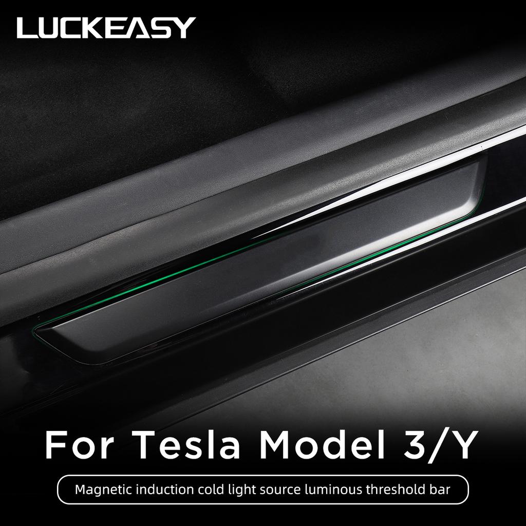 For Tesla Model 3 2021-2023 Car Threshold Bar Magnetic Induction LED Luminous Illuminated Welcome Pedal Model Y Auto Accessories