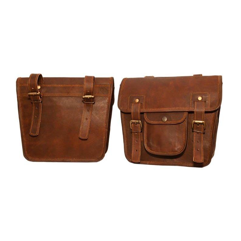 Handmade Leather Motorcycle Saddle Bags: Royal Enfield, Harley, Cruiser