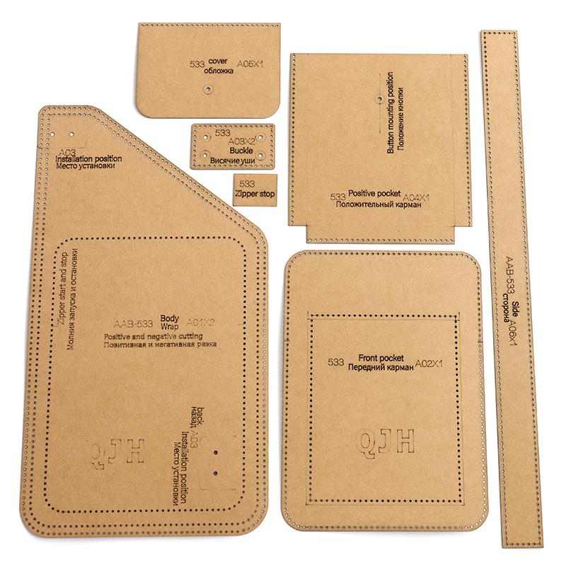 

DIY Faux Leather Craft Kit: Crossbody & Chest Bag Pattern Templates - Handmade Stencil Supplies for Bags, Brown Kraft Paper коричневый