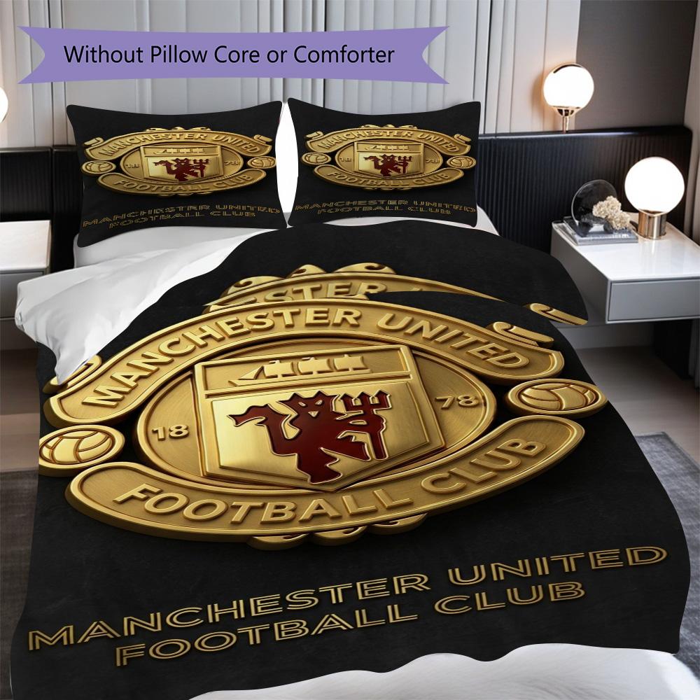Glory Manchesters Emblematic Pride Three-piece set (1 * duvet cover + 2 * pillowcase, without core) 2D Flat Christmas birthday gift