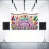 2D Happy Birthday Banner Backdrop Pastel Balloon Gift Box Party Decoration Prop