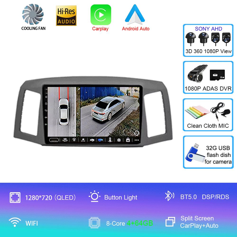 Android 14 Car Radio For JEEP Grand Cherokee 2004-2007 Car Radio Multimedia Video Player Navigation GPS Stereo wireless Carplay