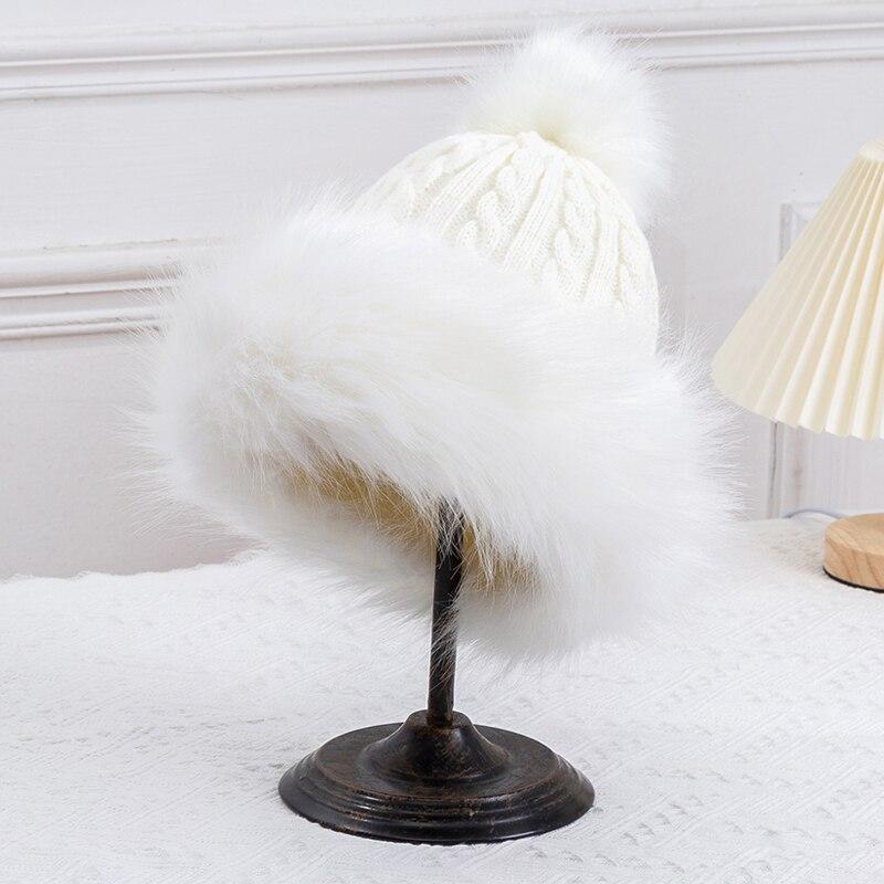 Pălărie tricotată pentru femei, iarnă, îngroșă, căciuli de pluș, lână moale, cu pompon, damă, în aer liber, căciulițe pentru femei, șapcă