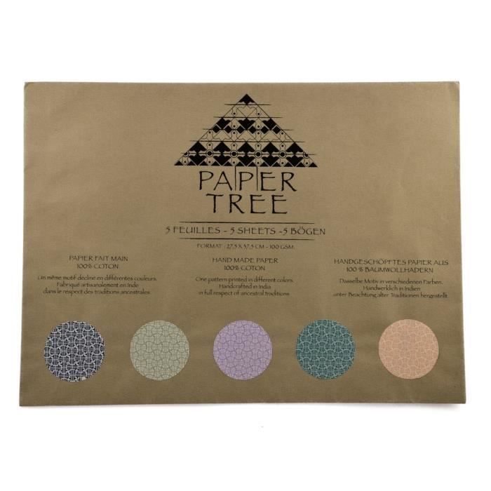 Pochette Papier - Papertree - Rome - 100g/m² - 5 Feuilles - 100% Coton