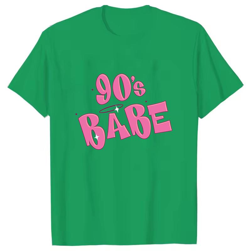 

90s Babe Pattern Simple Women Unisex TShirt Short Sleeves Harajuku Unisex Fun Tee Summer Trend Large Size Round Neck Couple Tops 4XL