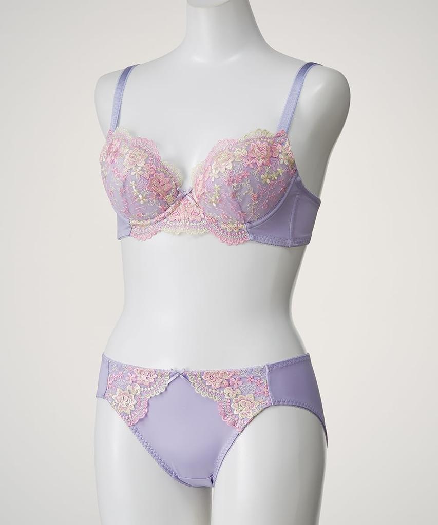 Nissen Floral Embroidered Bra and Panty Set Grace Color Women's (4-Pack) C80/L,
