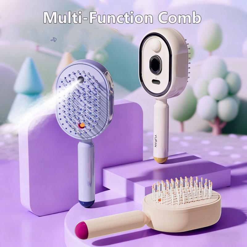 Peine Eléctrico con Spray Recargable por USB Peine para el Cuidado del Cabello Promueve Cabello Voluminoso Peine Multifunción Antiestático