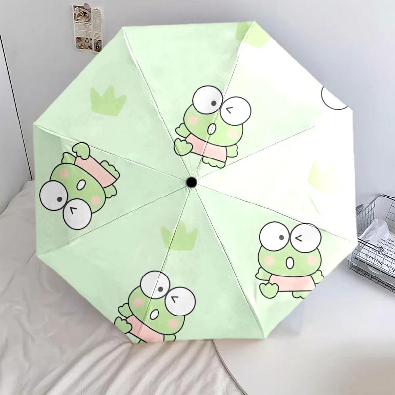 Kerokerokeroppi pattern, automatic folding umbrella, portable and foldable design, 8 ribs, a Christmas or birthday gift.