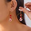 Christmas Crystal Beads Snowman Hoop Earrings For Women Colorful Zircon Xmas Tree Crutch Dangle Earring Holiday New Year Gifts