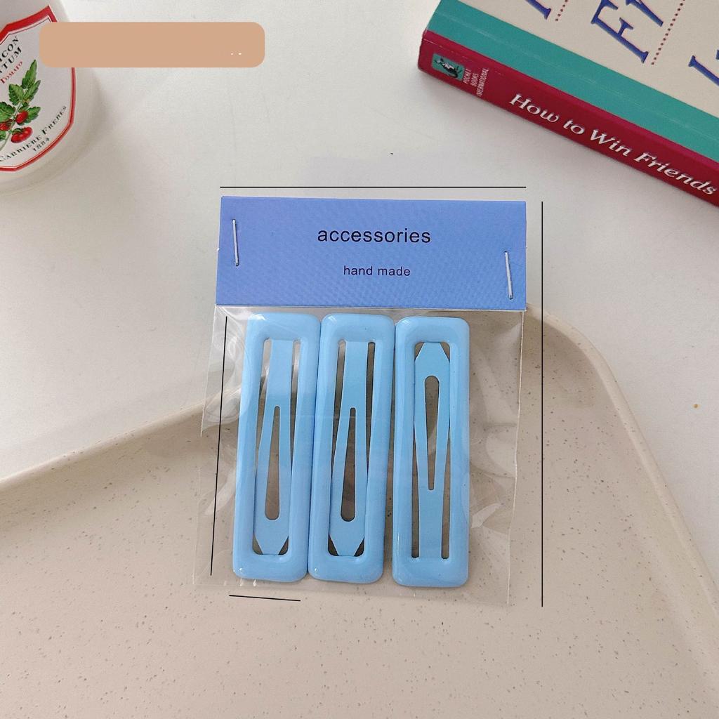 Épingles à cheveux simples givrées pour filles, 3 pièces, pinces à cheveux carrées, ovales, Triangle, pour enfants, épingles à cheveux, cliquez sur clac