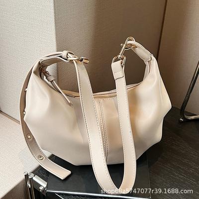Premium Texture Soft Leather Bag Female Paint Leather Live Broadcast Explosion Crossbody Dumpling Bag Niche Design Single Shoulder Dumpling Bag