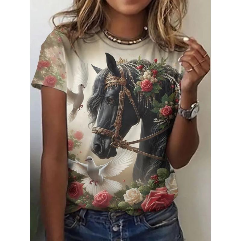 3D Printed Women's T-shirt Summer Breathable Fashion Versatile Casual
