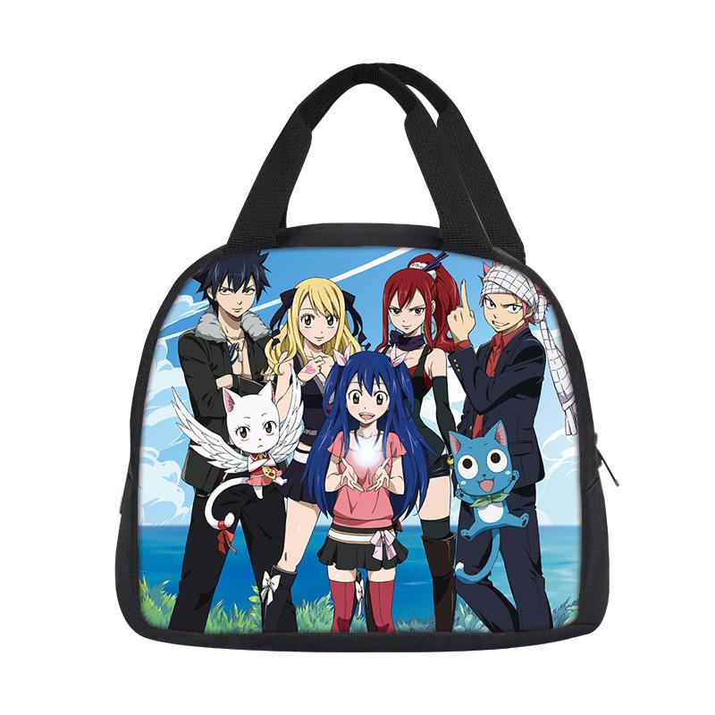 FAIRY TAIL Lunch Bag Cartoon Anime Printed Student Boys and Girls New Style Lightweight, Small, Large Capacity, Versatile