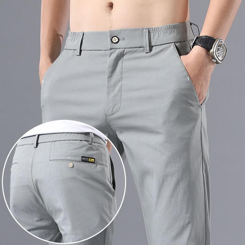 

Spring Autumn Thin Slim Men Casual Pants Classic Business Cotton Stretch Golf Trousers Male Clothing Pants 38 світло-сірого кольору