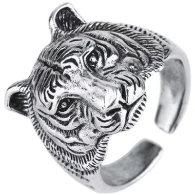 Bague Zodiac Tête de Tigre Hip Hop pour Homme - Accessoire Tendance Nouvel An