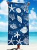 1pc Blue Quick-Dry Beach Towel, Shell Starfish Coral Print, Large Multifunctional Mat for Yoga, Travel, Camping, Swimming