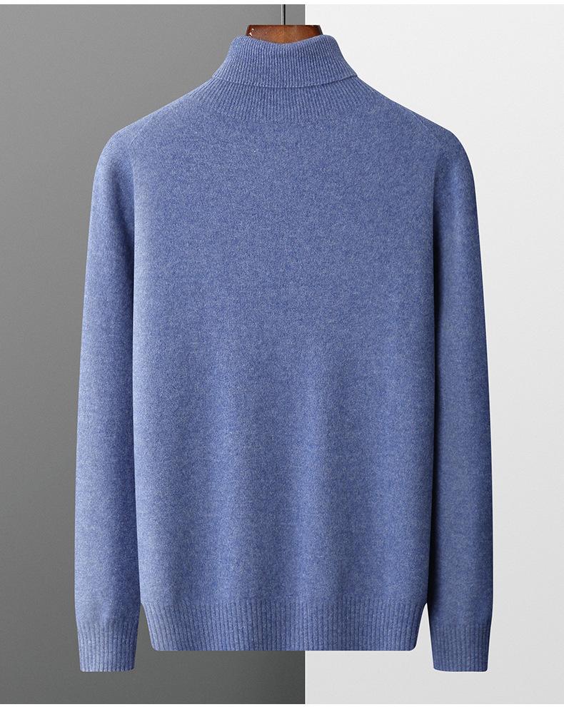 Men's High-Neck Cashmere Pullover Sweater, Autumn/Winter 2025, Loose Knitwear.