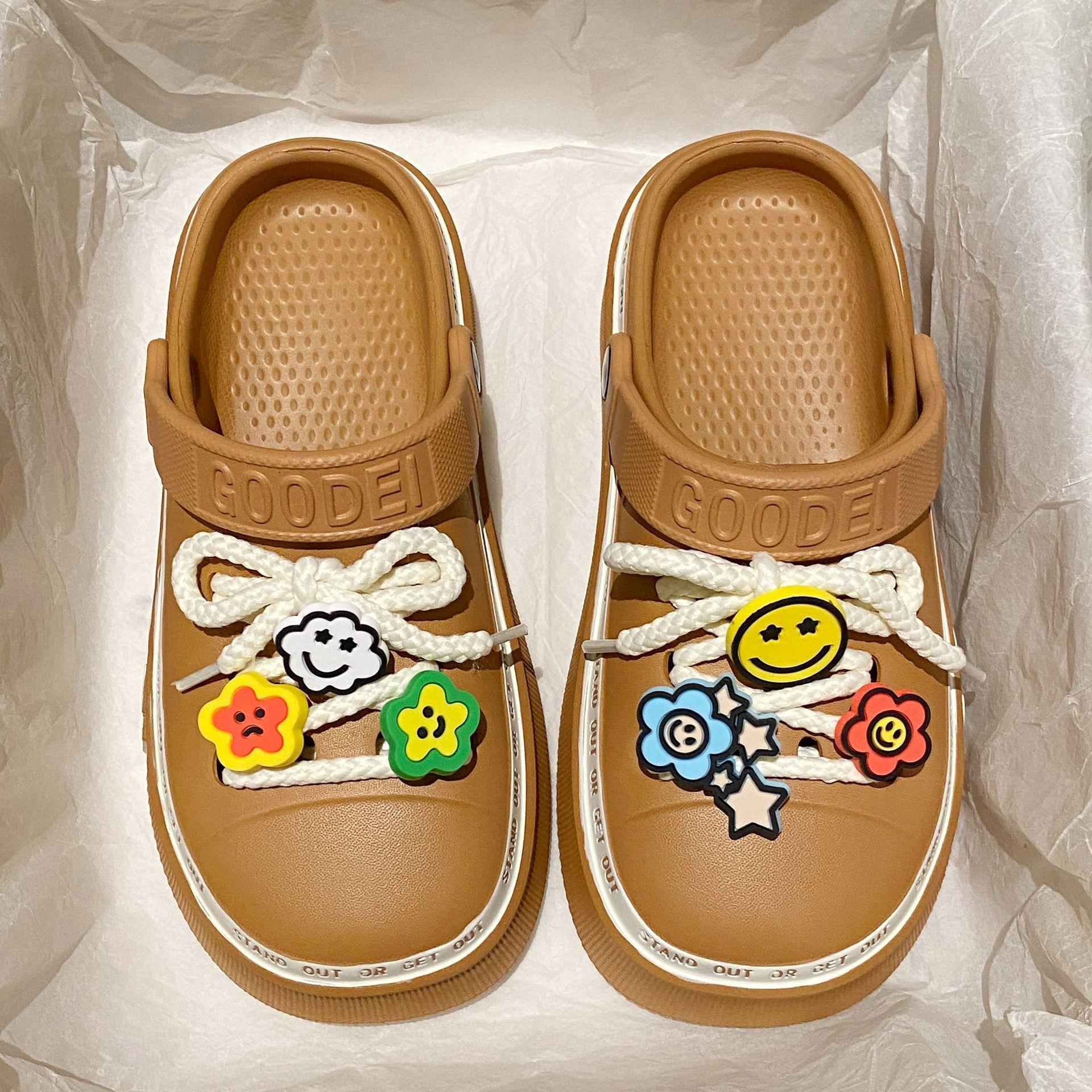 

Летние женские тапочки, модные противоскользящие женские тапочки на толстой подошве Baotou, удобные пляжные тапочки с мягкой подошвой 36-37(fit 35-36) хаки