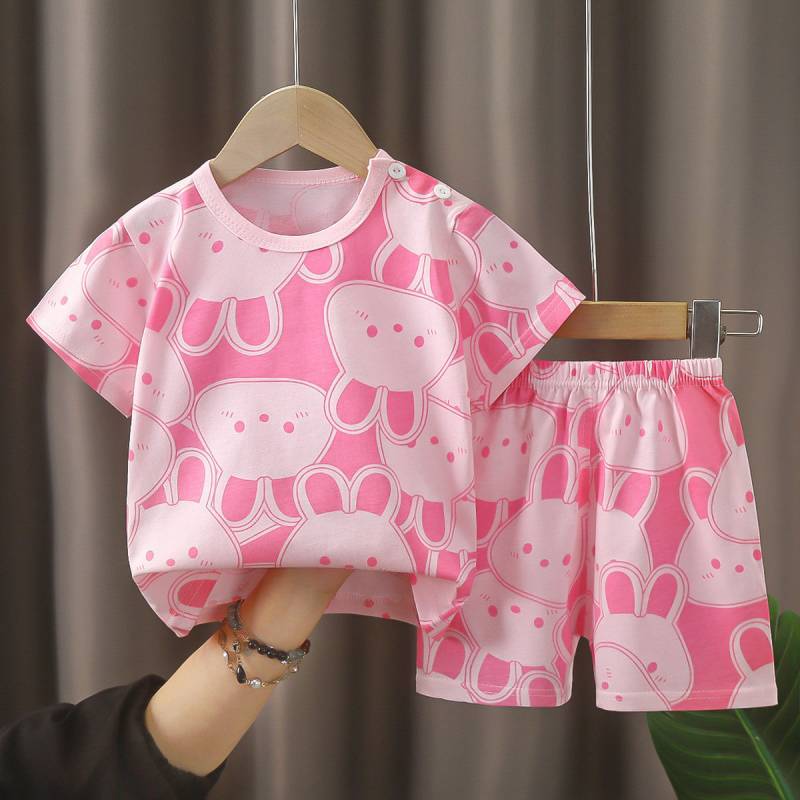 Baby Cotton T Shirt And Shorts Set With Animal Prints For Summer Toddler Wear
