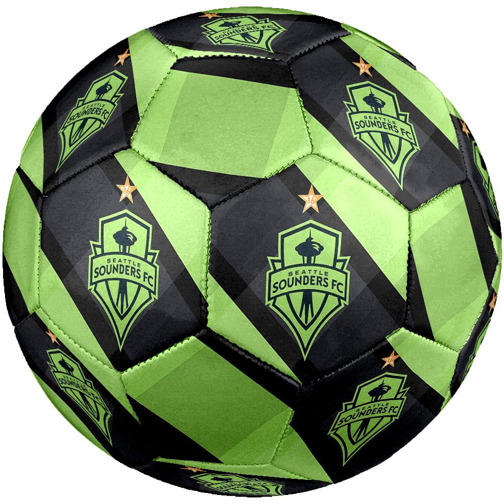 FC Seattle Sounders Size 5 Soccer Ball, Machine-Stitched PVC, Durable & High Bounce, All Ages Fit, fan merchandise, matches & outdoor use.