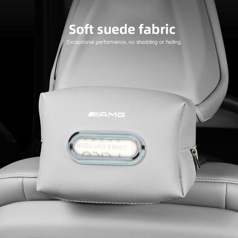 Car Seat Back Tissue Box Auto Leather Tissue Holder For Mercedes Benz AMG Smart W205 C300 W203 W206 W108 W124 W126 Keychain