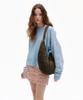 Bowtique Crescent Suede Hobo Bag_Khaki