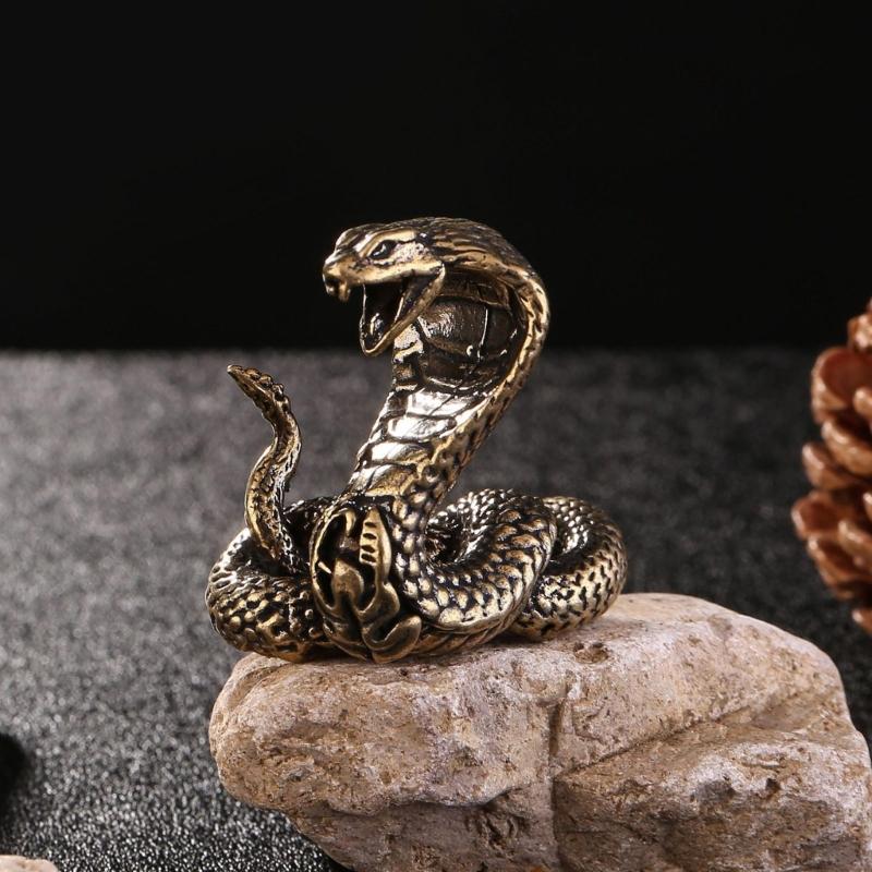 Brass Cobras Shelf Decors Accent ,Snake Figurines Tabletop Centerpieces Home Decorations Retro Snake Decorative Objects