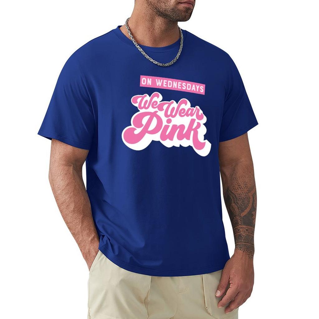 On Wednesdays We Wear Pink T-Shirt Graphic T Shirts Cotton Graphic Tees Plus Size Men Clothing
