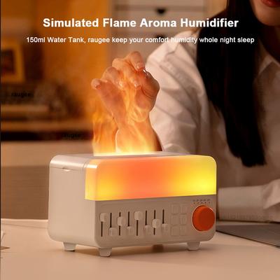 Flame Humidifier Aroma Diffuser Home Essential Oil Diffuser Aromatherapy Fragrance Diffuser with White Noise Colorful Night Lamp