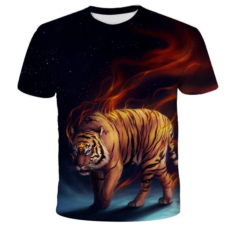 Lion Tiger Series 3D Printed Tops Casual Short Sleeve T-shirts Summer Plus Size Sportwear Men's T-shirt