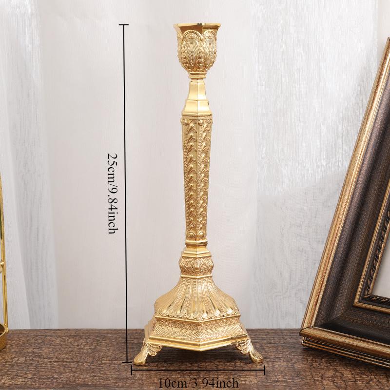 Europäischer Luxus Goldener Kerzenständer Klassische Reliefskulptur Kerzenhalter Hochzeitsmittelstücke Heim Esszimmertisch Dekorationen