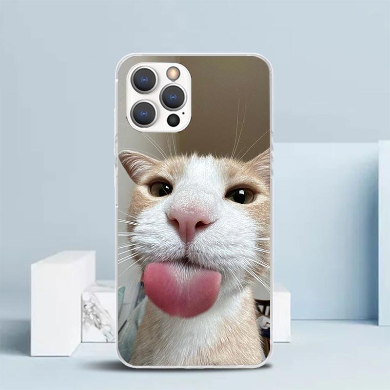 

Pet Cat Funny Memes Soft Cover for iPhone 16 17 Air 15 14 Pro Max 16E Phone Case 13 Mini 12 11 7 SE 8 Print Pattern Fit Cases 16 iPhone 14 Pro Max