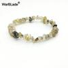 Natural Gemstone Chip Bracelet Amethyst Irregular Stone Beaded Stretch Bangle for Women