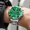 OLEVS Men's Watch Stylish Black Popular Waterproof Quartz Analog Chronograph Stainless Steel Metal Band Simple Easy-to-Read Business Casual Fashion
