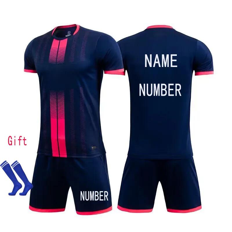 Boys Football Jersey Tracksuit Child Soccer Sports Uniforms Kids Play Ball Sportswear Kits Vest Children's Football Suit Socks 1