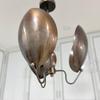 3 Light Curved Shades Modern Pendant Mid Century Antique Patina Chandelier Light Fixture