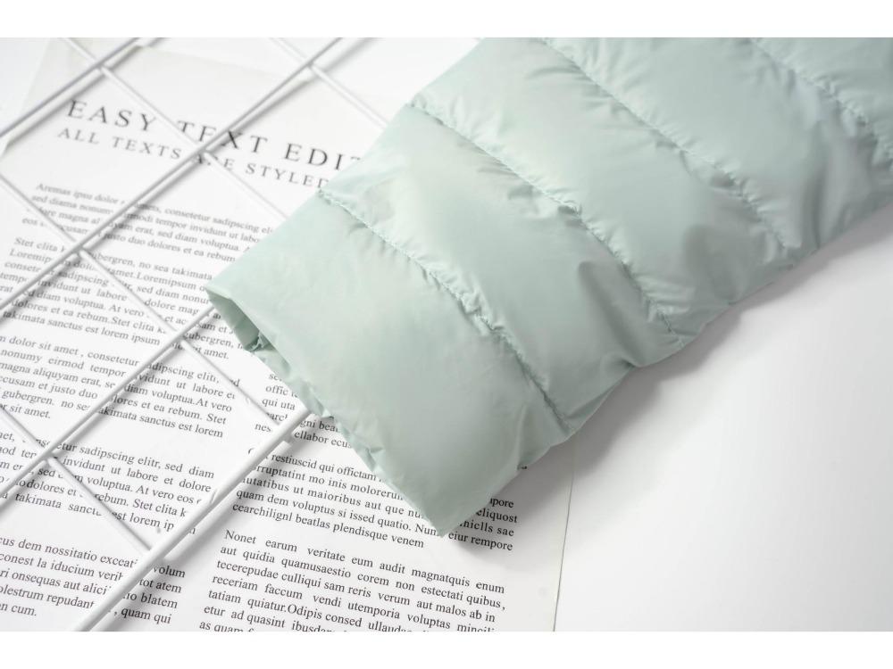 Women's Warm Down Liner Jacket Solid Color Long Sleeve Round Neck Short Style for Autumn Winter