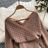 Fashion Comfy Women Dress Elegant Two Piece Set Knitted Tops And Pencil Skirts Office Style Ladies Skirt
