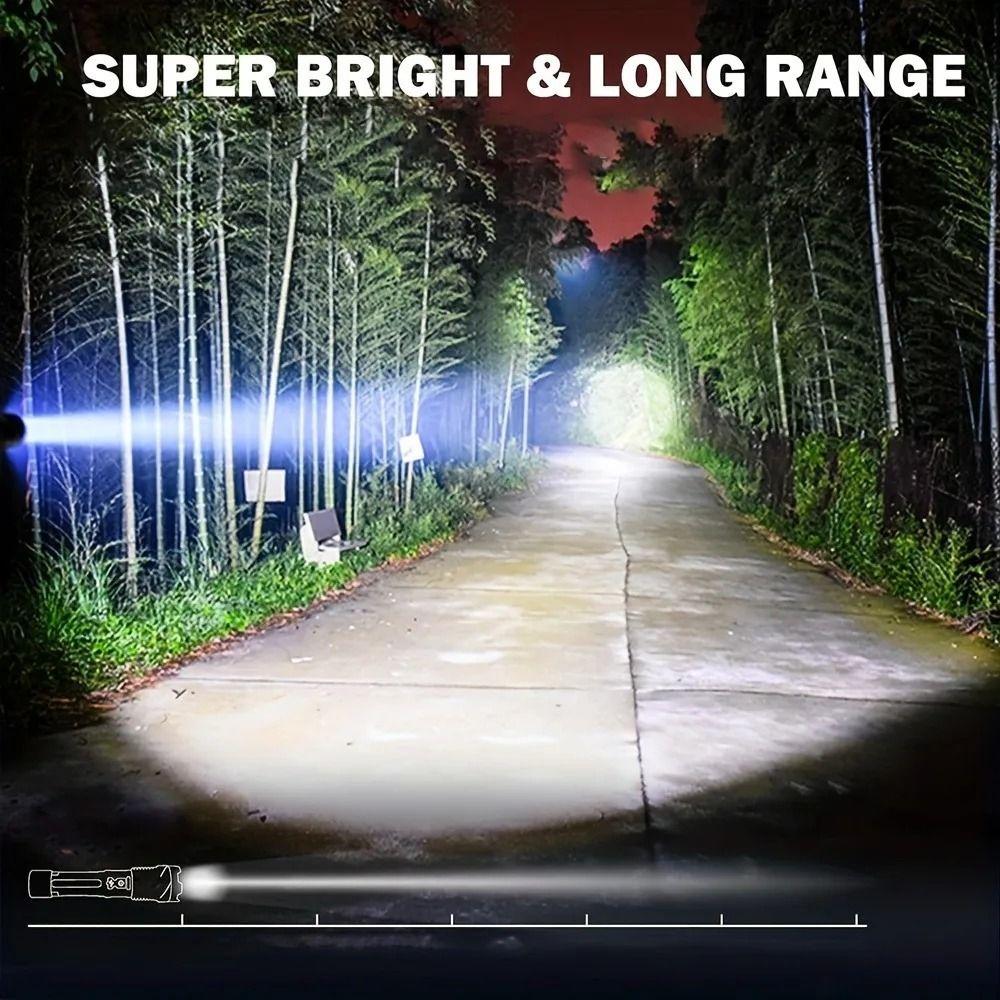 Super Bright Strong LED Flashlight Zoomable Work Flashlight Handheld Torch  Emergency