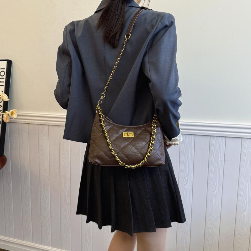 Rhombus Chain Bag 2025 Autumn and Winter New Armpit Bag Women's High-end Shoulder Bag Trendy Fashion Messenger Bag