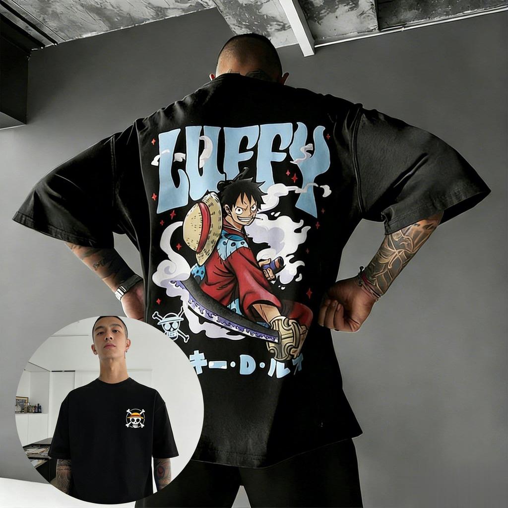 Monkey D Luffy One Piece TShirt Men Summer Wano Country Character Graphic Short Sleeve Streetwear Loose Fit Anime Fan Tee