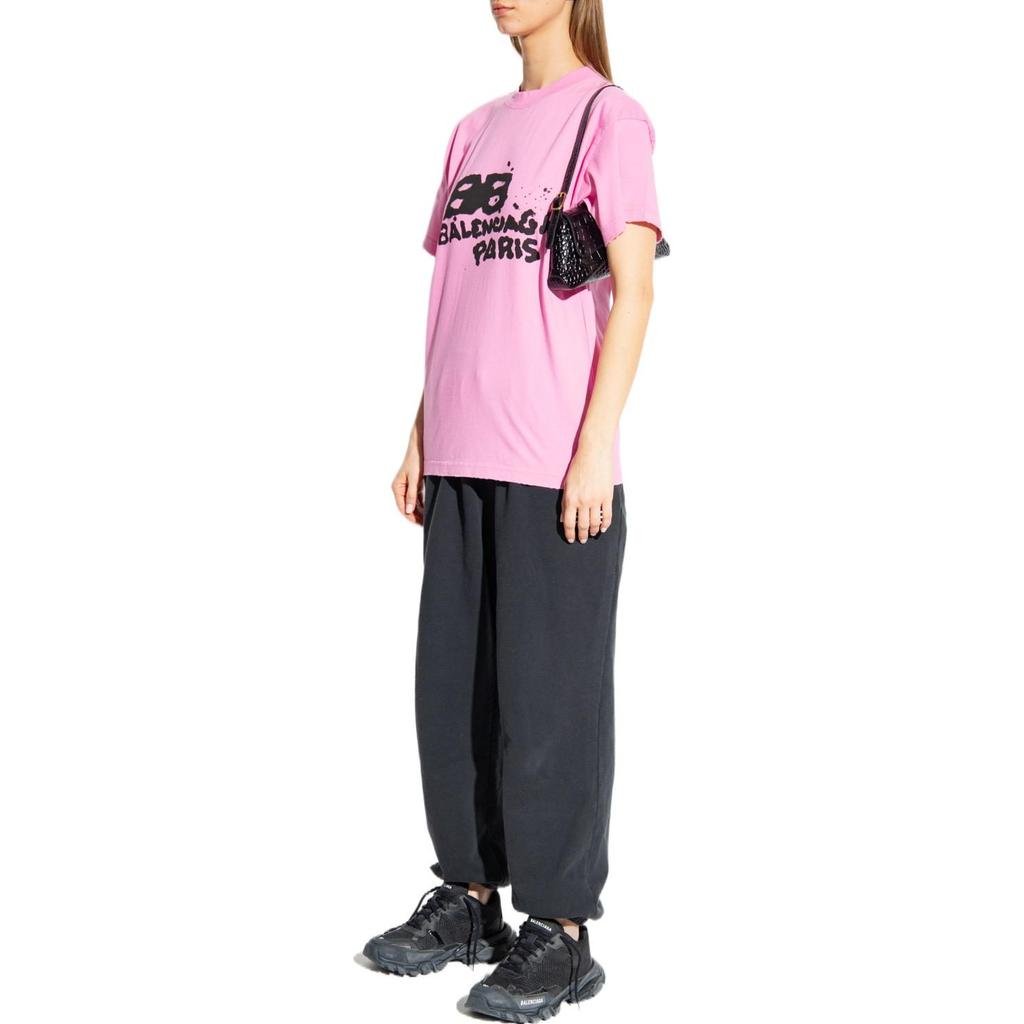 Balenciaga T-Shirt Damen Rosa Lockerer Schnitt 612965TNVN41401