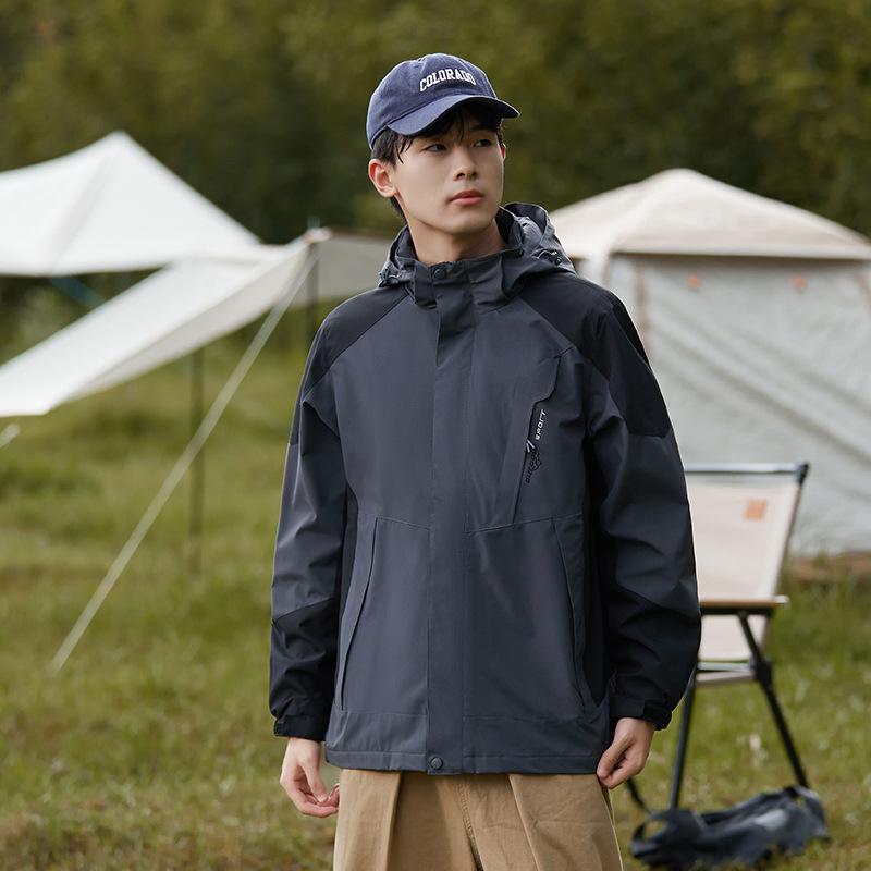 Herren- und Damen-Herbst- und Winterjacken Outdoor Winddicht und Wasserdicht Drei-in-eins Bergsteigerjacke Abnehmbare Kapuzenjacke für Herren