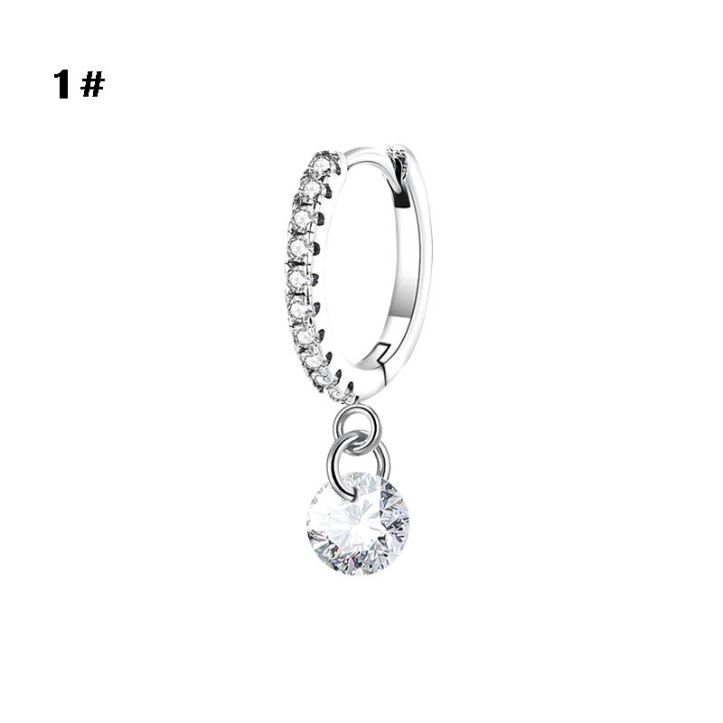 Small Diamond Earrings, Pentagram Drop Zircon Artificial Puncture Jewelry