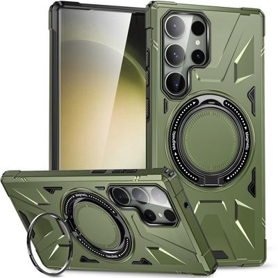 Samsung Galaxy S24 Ultra Case, Armored with a Stand and a Handle Plate, Green